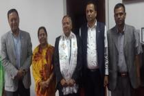 Prof. Dhakal with Hon. Minister Chitra Lekha Yadav with executive team members of  Ministry for Education, Nepal